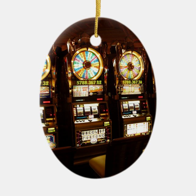 Glücksspielmaschine ein bewaffnetes Bandit-Geld La Keramik Ornament (Vorne)