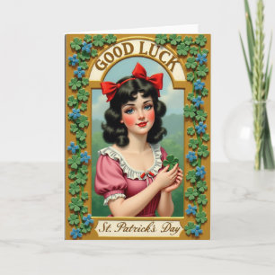 Glückstag Vintage-Porträtkarte Karte