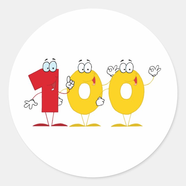 Glückszahl 100 runder aufkleber (Vorderseite)