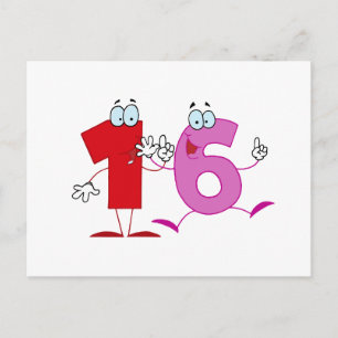 Glückszahl 16 postkarte