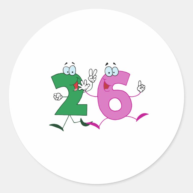 Glückszahl 26 runder aufkleber (Vorderseite)