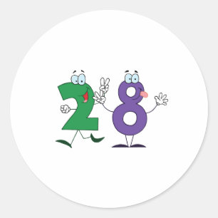 Glückszahl 28 runder aufkleber