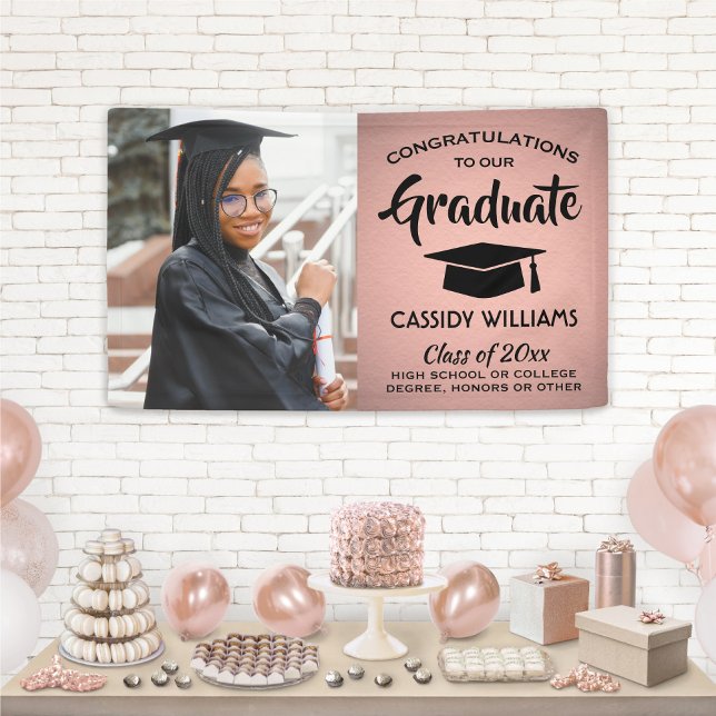 Glückwunsch 1 Foto Rosa Rose Gold und Schwarz Absc Banner (Von Creator hochgeladen)