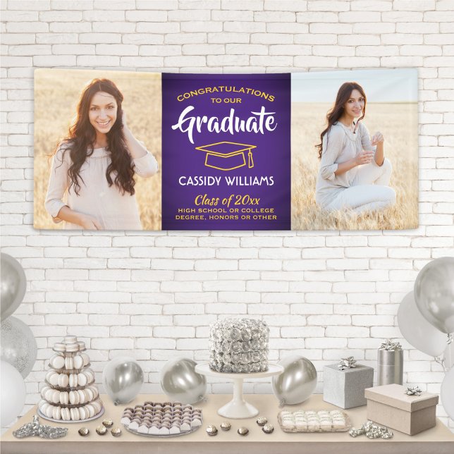 Glückwunsch 2 Foto Lila Gelbe Abschluss Banner (Von Creator hochgeladen)