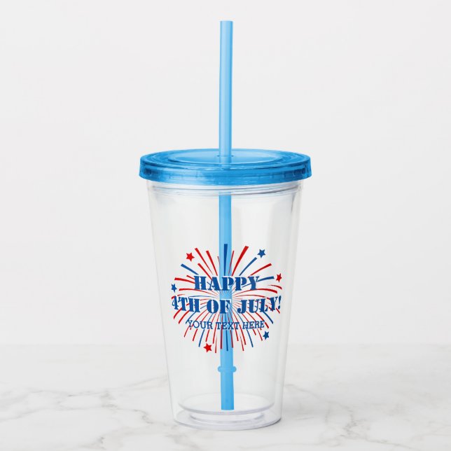 Glückwunsch 4. Juli Acrylglas Tumbler Party Glas (Vorderseite)