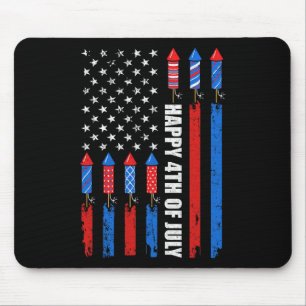 Glückwunsch 4. Juli American Flag Feuerwerk Patrio Mousepad