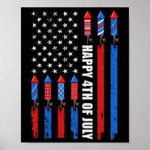 Glückwunsch 4. Juli American Flag Feuerwerk Patrio Poster