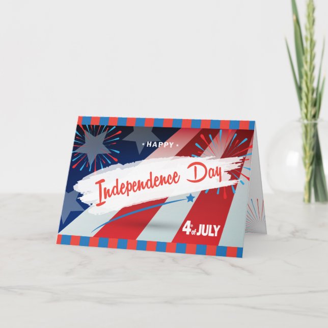 Glückwunsch 4. Juli American USA Flag Patriotic Karte (Vorderseite)