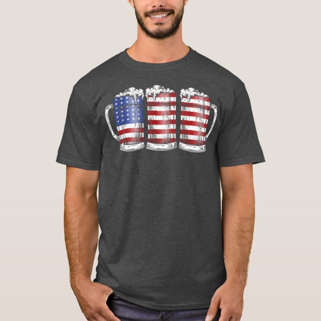 Glückwunsch 4. Juli Beer feiert Freedom Flag T-Shirt (Vorderseite)