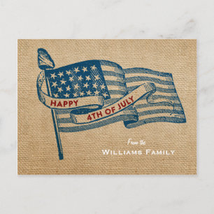 Glückwunsch 4. Juli Burlap Flag Postkarte