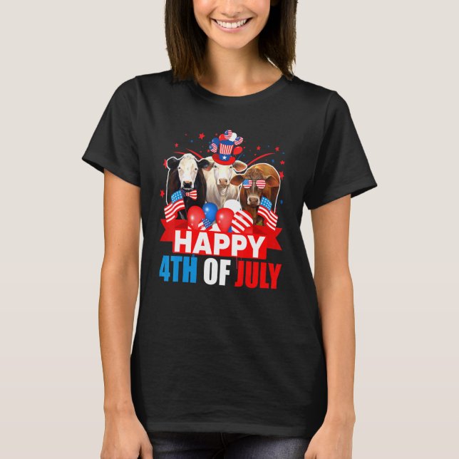 Glückwunsch 4. Juli dreiteilige amerikanische Fahn T-Shirt (Vorderseite)