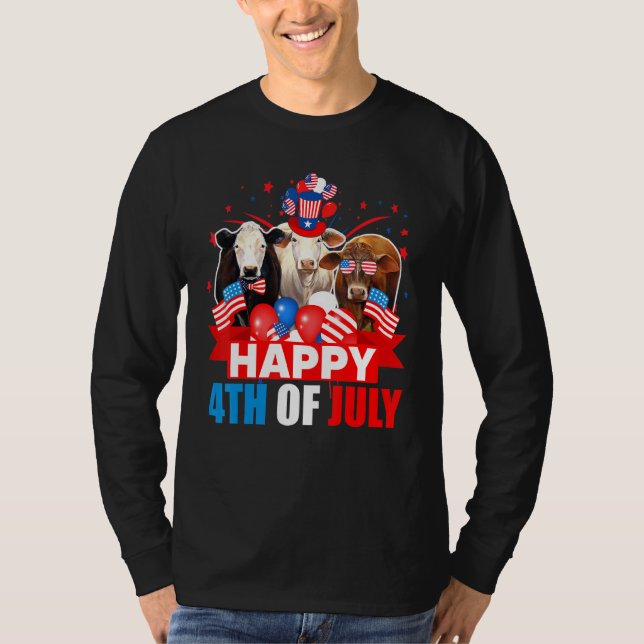 Glückwunsch 4. Juli dreiteilige amerikanische Fahn T-Shirt (Vorderseite)