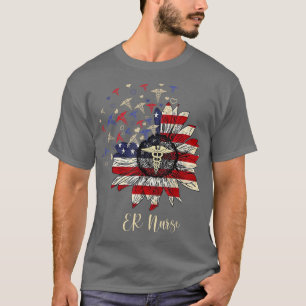 Glückwunsch 4. Juli ER Nurse Crew Sonnenblume Amer T-Shirt