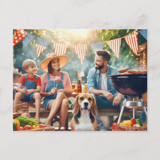 Glückwunsch 4. Juli Familienpostkarte Postkarte