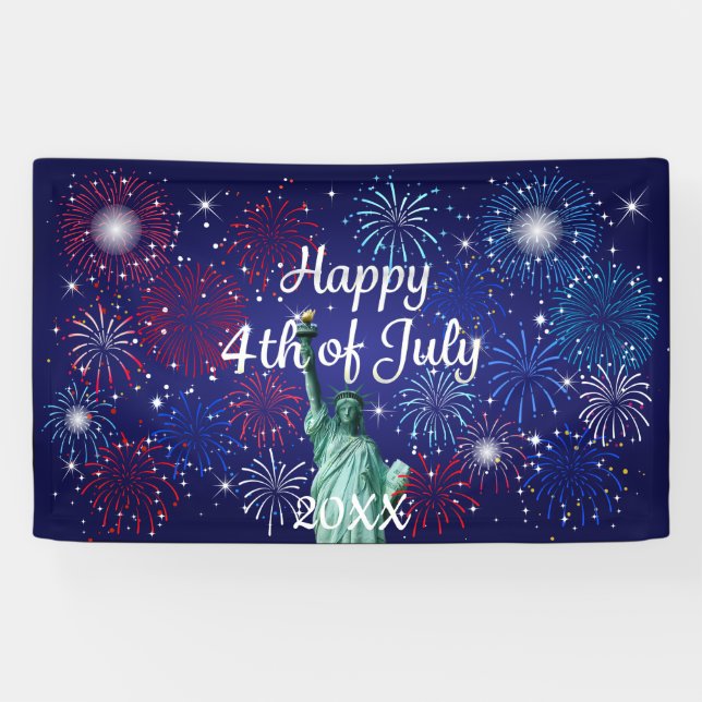 Glückwunsch 4. Juli Feuerwerk Banner (Horizontal)