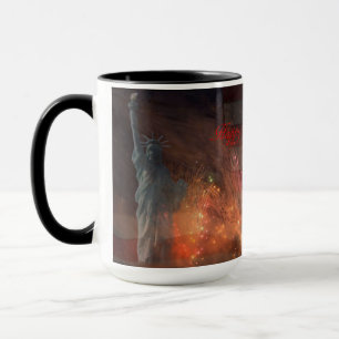 Glückwunsch 4. Juli - Feuerwerksflagge Adler und  Tasse