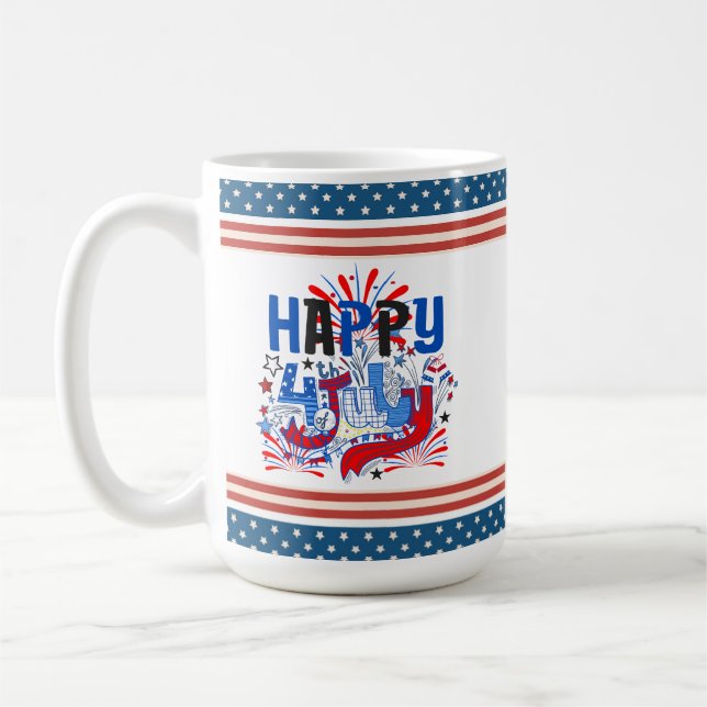 Glückwunsch 4. Juli Fireworks USA-63261 Kaffeetasse (Links)