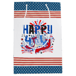 Glückwunsch 4. Juli Fireworks USA-63261 Mittlere Geschenktüte
