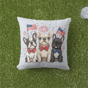 Glückwunsch 4. Juli Französischer Bulldogs Kissen