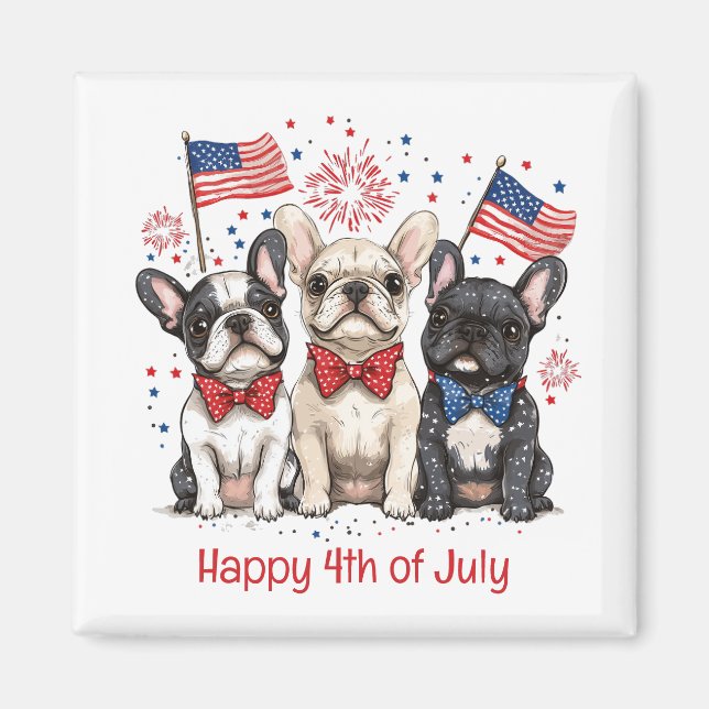 Glückwunsch 4. Juli Französischer Bulldogs Magnet (Vorne)