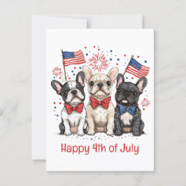 Glückwunsch 4. Juli Französischer Bulldogs Postkarte
