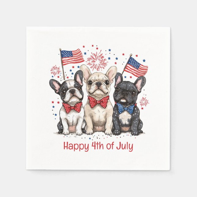 Glückwunsch 4. Juli Französischer Bulldogs Serviette (Vorderseite)