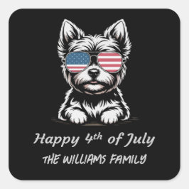 Glückwunsch 4. Juli - Funny Patriotic Dog Sticker