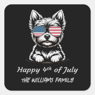 Glückwunsch 4. Juli - Funny Patriotic Dog Sticker