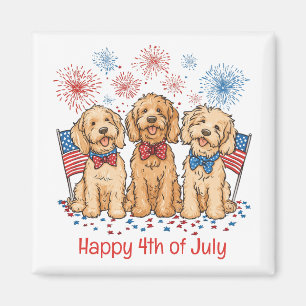 Glückwunsch 4. Juli Goldendoodle Hunde Feuerwerk Magnet