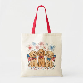 Glückwunsch 4. Juli Goldendoodle Hunde Feuerwerk Tragetasche
