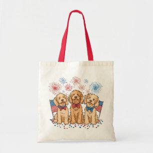 Glückwunsch 4. Juli Goldendoodle Hunde Feuerwerk Tragetasche