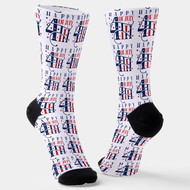 Glückwunsch 4. Juli Independence Day Text Design Socken (Gewinkelt)