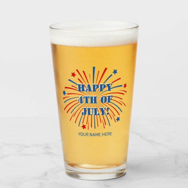 Glückwunsch 4. Juli individuelle Name Bierglas Ges Glas (Vorne (Gefüllt))