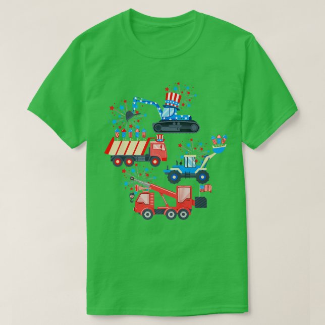 Glückwunsch 4. Juli Kranwagen Bau Kleinkind T-Shirt (Design vorne)