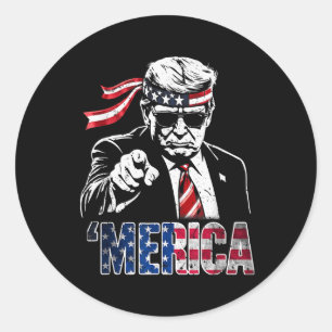 Glückwunsch 4. Juli Merica Trump American Flag USA Runder Aufkleber