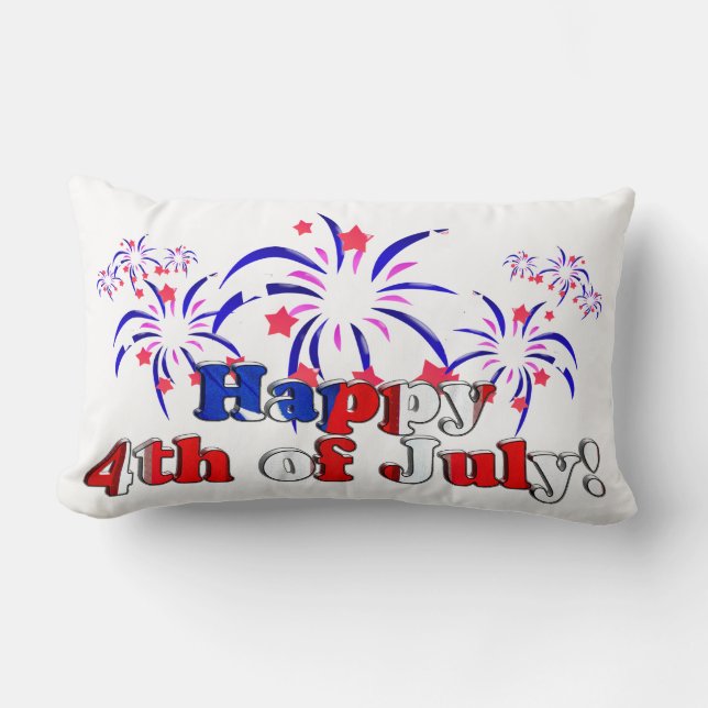 Glückwunsch 4. Juli mit Feuerwerk Lendenkissen (Vorderseite)