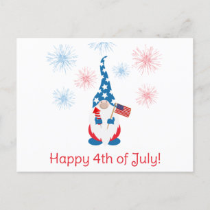 Glückwunsch 4. Juli Niedlich Gnome Fireworks Postkarte
