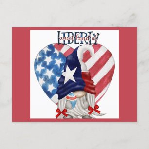 Glückwunsch 4. Juli Niedlich Gnome Liberty Cupcake Postkarte