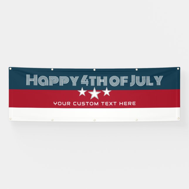 Glückwunsch 4. Juli Party Personalisiert Outdoor Banner (Horizontal)