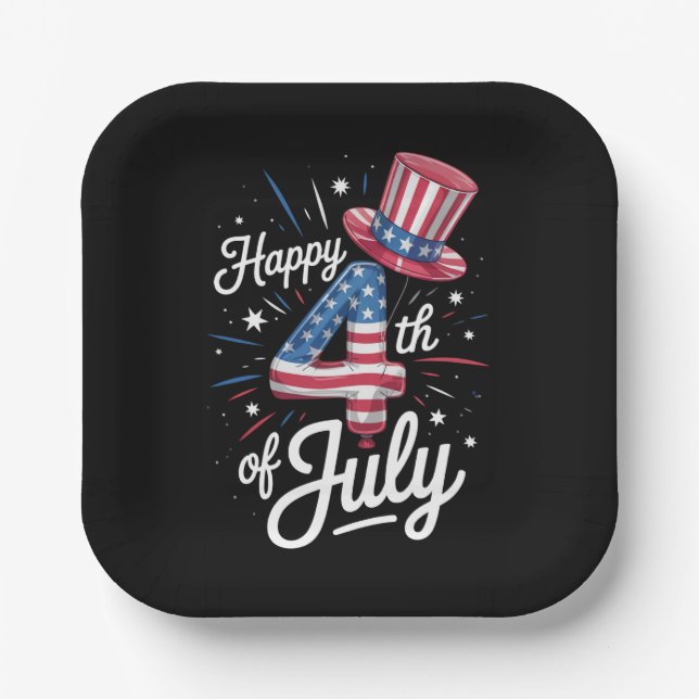 Glückwunsch 4. Juli Patriotic American Flag USA Pappteller (Vorderseite)
