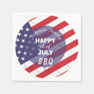 Glückwunsch 4. Juli Patriotic Family GRILLEN Serviette