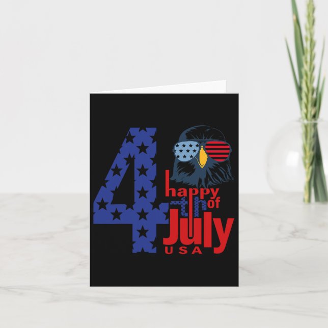 Glückwunsch 4. Juli Patriotische Adlerflagge 4. Ju Karte (Vorderseite)
