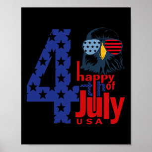 Glückwunsch 4. Juli Patriotische Adlerflagge 4. Ju Poster