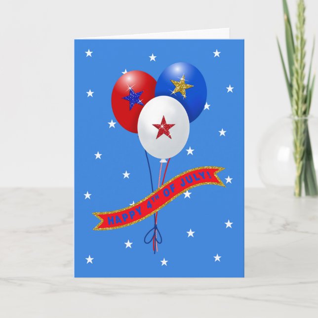 Glückwunsch 4. Juli Patriotische Balloons (Vorderseite)