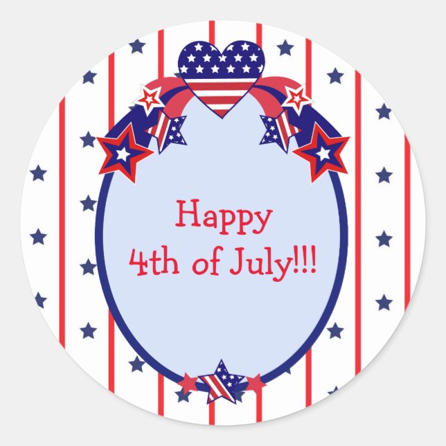 Glückwunsch 4. Juli Patriotische US Flagge Runder Aufkleber (Vorderseite)