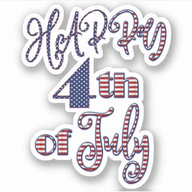 Glückwunsch 4. Juli Patriotischer US Flagge Text Aufkleber (Vorderseite)