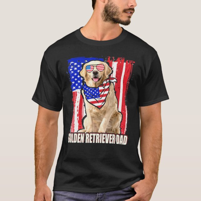 Glückwunsch 4. Juli Pride American Flag Golden Ret T-Shirt (Vorderseite)