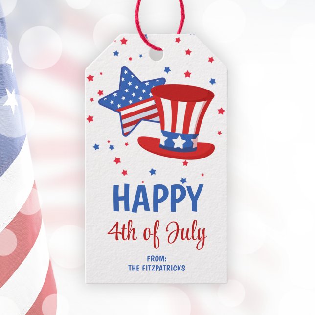 Glückwunsch 4. Juli Red White & Blue Gastgeschenk Geschenkanhänger (Happy 4th Of July Red White & Blue Party Favor Gift Tags)