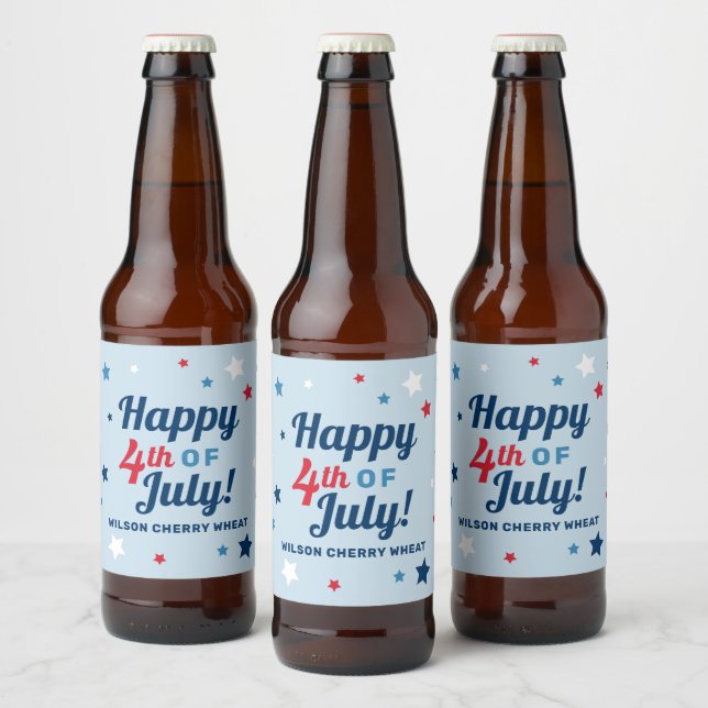 Glückwunsch 4. Juli Red White und Blue Patriotic Bierflaschenetikett (Flaschen)