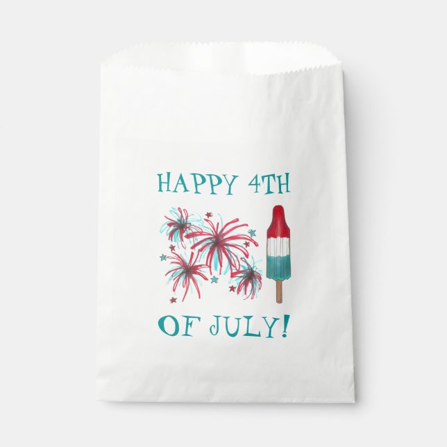 Glückwunsch 4. Juli Rocket Pop Fireworks USA Geschenktütchen (Vorderseite)
